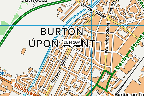 DE14 2GP map - OS VectorMap District (Ordnance Survey)