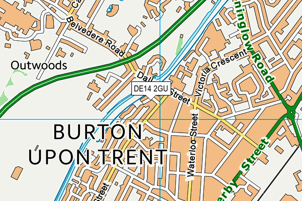 DE14 2GU map - OS VectorMap District (Ordnance Survey)