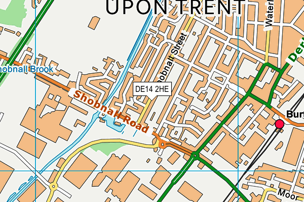 DE14 2HE map - OS VectorMap District (Ordnance Survey)