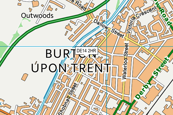 DE14 2HR map - OS VectorMap District (Ordnance Survey)