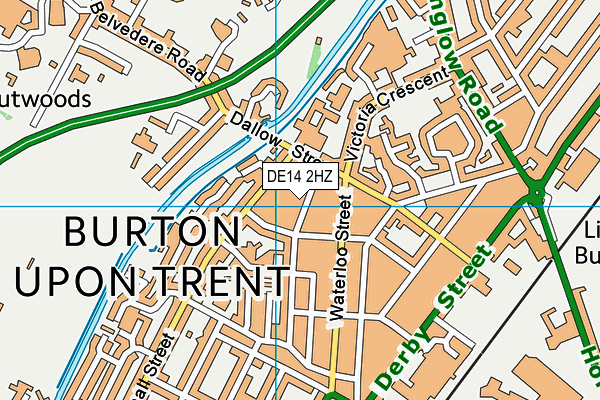 DE14 2HZ map - OS VectorMap District (Ordnance Survey)