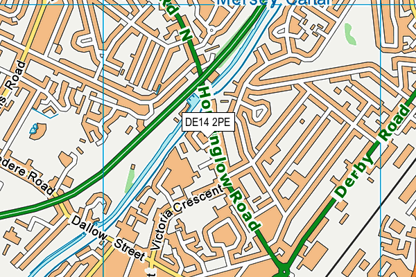 DE14 2PE map - OS VectorMap District (Ordnance Survey)