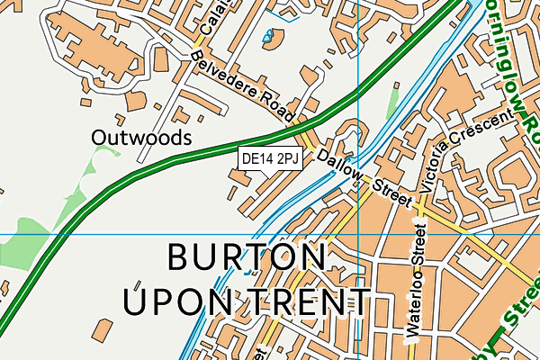 Burton Fields School map (DE14 2PJ) - OS VectorMap District (Ordnance Survey)