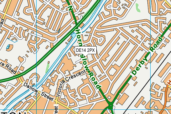 DE14 2PX map - OS VectorMap District (Ordnance Survey)