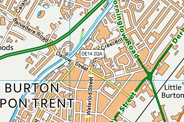 DE14 2QA map - OS VectorMap District (Ordnance Survey)