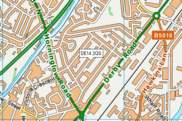 DE14 2QS map - OS VectorMap District (Ordnance Survey)