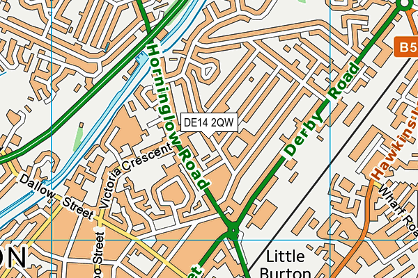 DE14 2QW map - OS VectorMap District (Ordnance Survey)