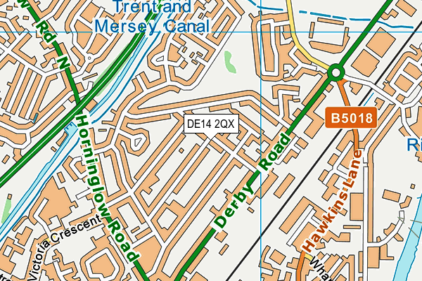 DE14 2QX map - OS VectorMap District (Ordnance Survey)