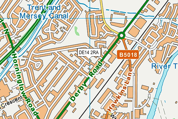 DE14 2RA map - OS VectorMap District (Ordnance Survey)