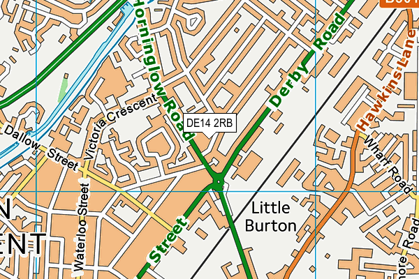 DE14 2RB map - OS VectorMap District (Ordnance Survey)