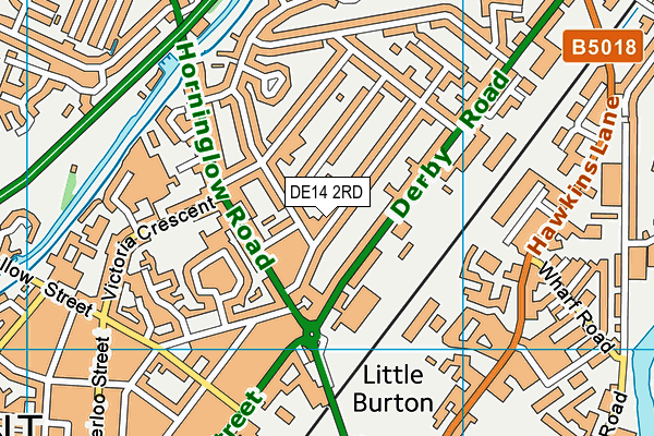 DE14 2RD map - OS VectorMap District (Ordnance Survey)