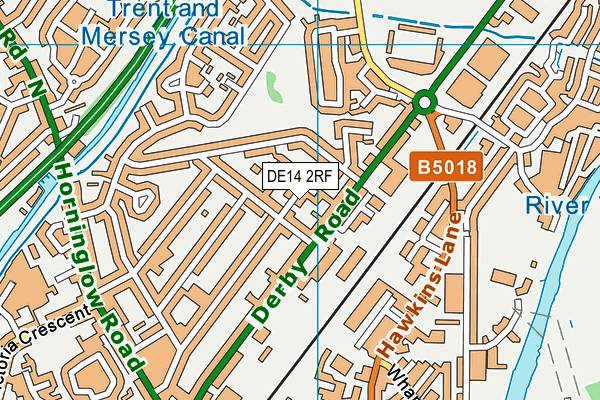 DE14 2RF map - OS VectorMap District (Ordnance Survey)