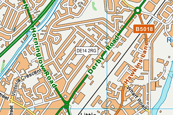 DE14 2RG map - OS VectorMap District (Ordnance Survey)