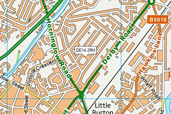 DE14 2RH map - OS VectorMap District (Ordnance Survey)