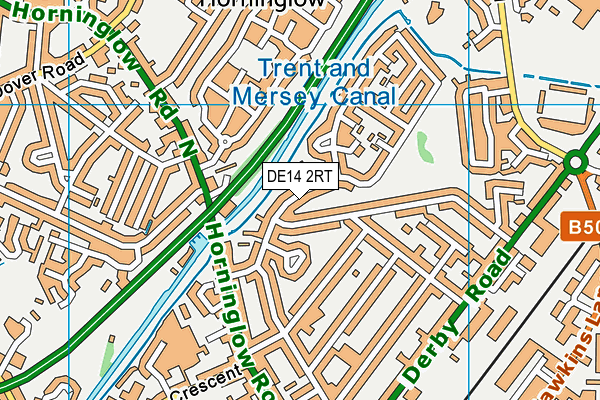 DE14 2RT map - OS VectorMap District (Ordnance Survey)