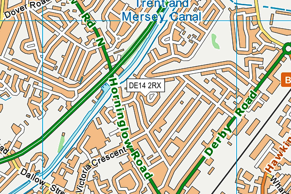 DE14 2RX map - OS VectorMap District (Ordnance Survey)