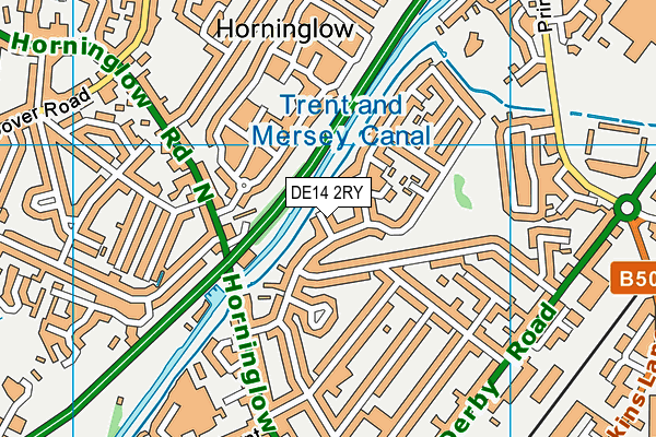 DE14 2RY map - OS VectorMap District (Ordnance Survey)