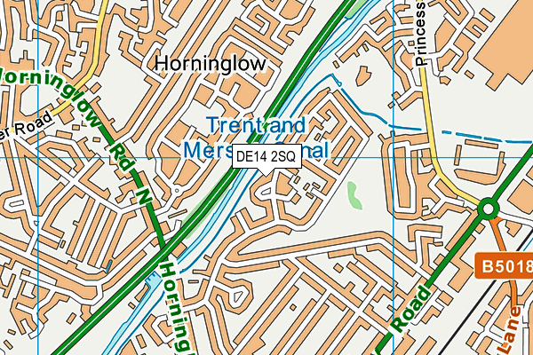 DE14 2SQ map - OS VectorMap District (Ordnance Survey)