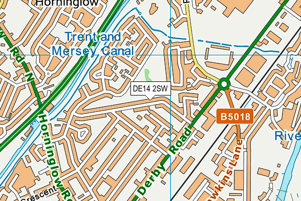 DE14 2SW map - OS VectorMap District (Ordnance Survey)