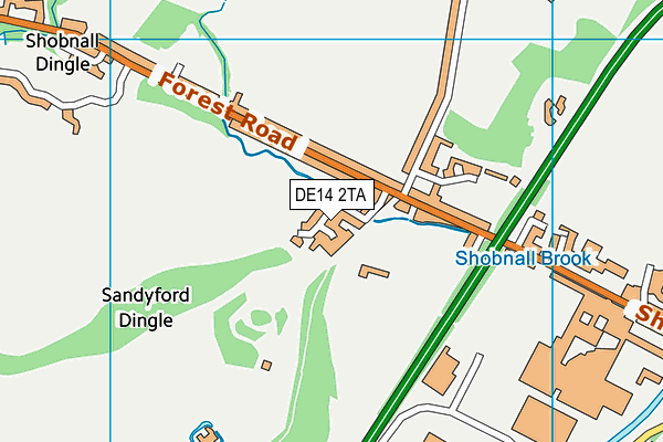 DE14 2TA map - OS VectorMap District (Ordnance Survey)