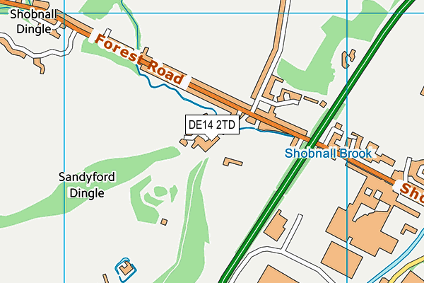 DE14 2TD map - OS VectorMap District (Ordnance Survey)