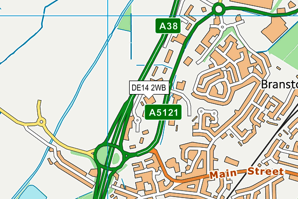 DE14 2WB map - OS VectorMap District (Ordnance Survey)
