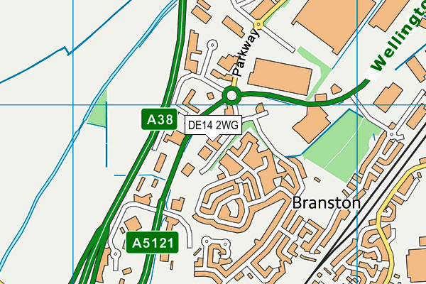 DE14 2WG map - OS VectorMap District (Ordnance Survey)