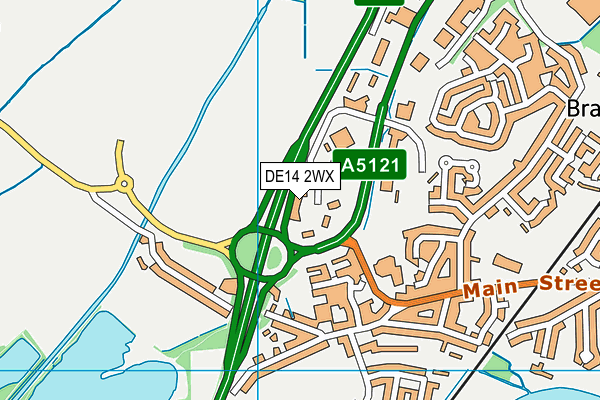 DE14 2WX map - OS VectorMap District (Ordnance Survey)