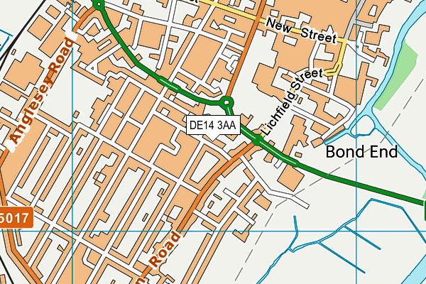 DE14 3AA map - OS VectorMap District (Ordnance Survey)