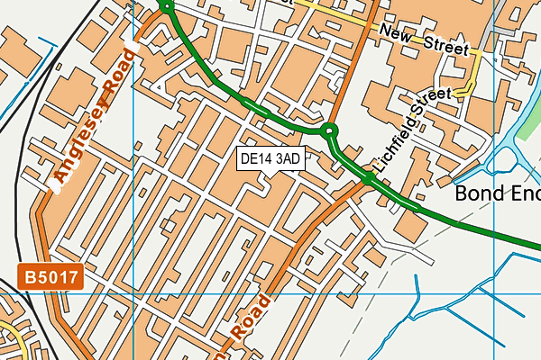 DE14 3AD map - OS VectorMap District (Ordnance Survey)