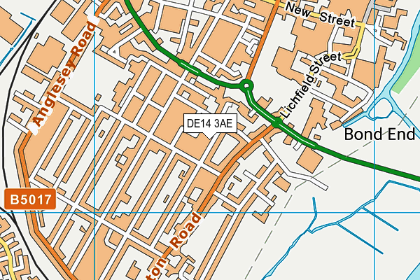 DE14 3AE map - OS VectorMap District (Ordnance Survey)