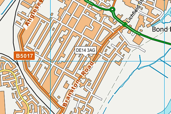 DE14 3AG map - OS VectorMap District (Ordnance Survey)