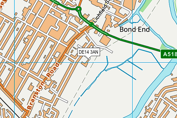 DE14 3AN map - OS VectorMap District (Ordnance Survey)