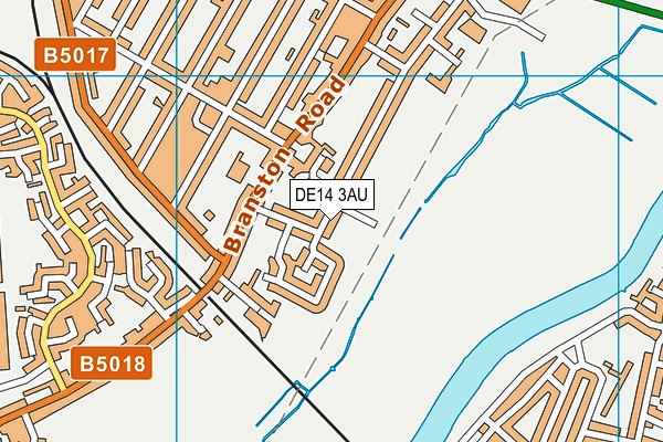 DE14 3AU map - OS VectorMap District (Ordnance Survey)