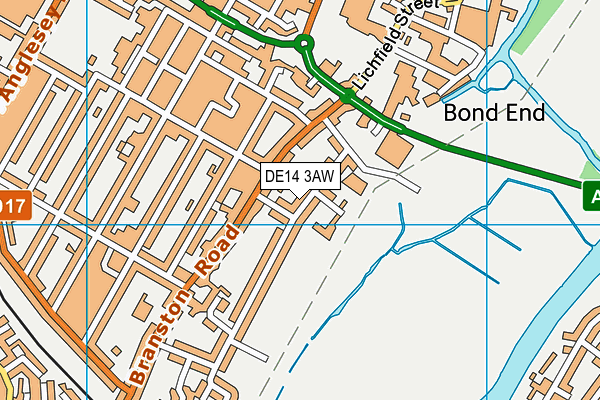 DE14 3AW map - OS VectorMap District (Ordnance Survey)