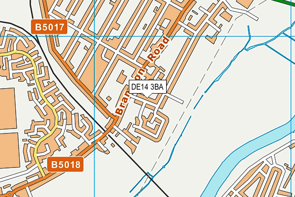 DE14 3BA map - OS VectorMap District (Ordnance Survey)