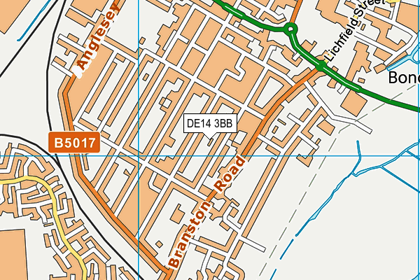 DE14 3BB map - OS VectorMap District (Ordnance Survey)
