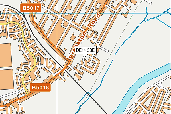 DE14 3BE map - OS VectorMap District (Ordnance Survey)