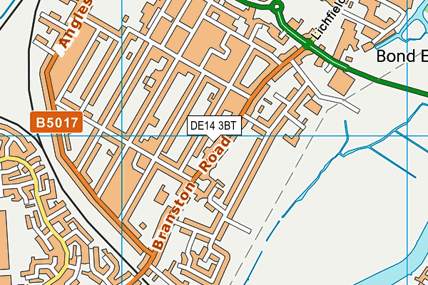DE14 3BT map - OS VectorMap District (Ordnance Survey)
