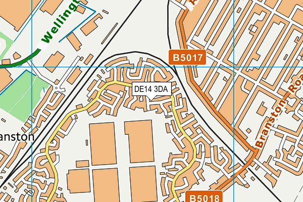 DE14 3DA map - OS VectorMap District (Ordnance Survey)