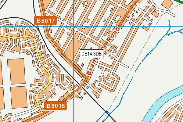 DE14 3DB map - OS VectorMap District (Ordnance Survey)