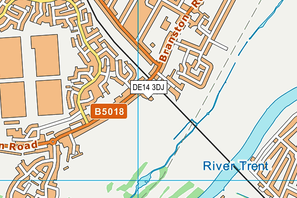 DE14 3DJ map - OS VectorMap District (Ordnance Survey)