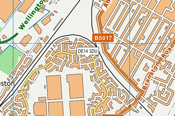 DE14 3DU map - OS VectorMap District (Ordnance Survey)