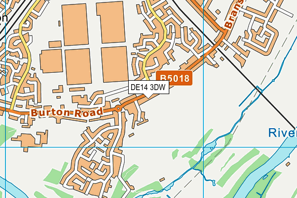 DE14 3DW map - OS VectorMap District (Ordnance Survey)