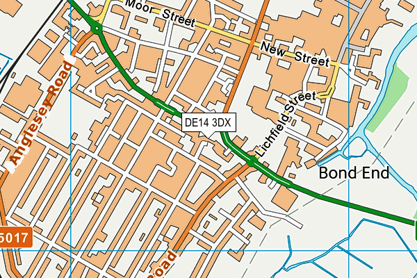 DE14 3DX map - OS VectorMap District (Ordnance Survey)