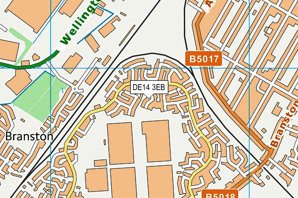 DE14 3EB map - OS VectorMap District (Ordnance Survey)