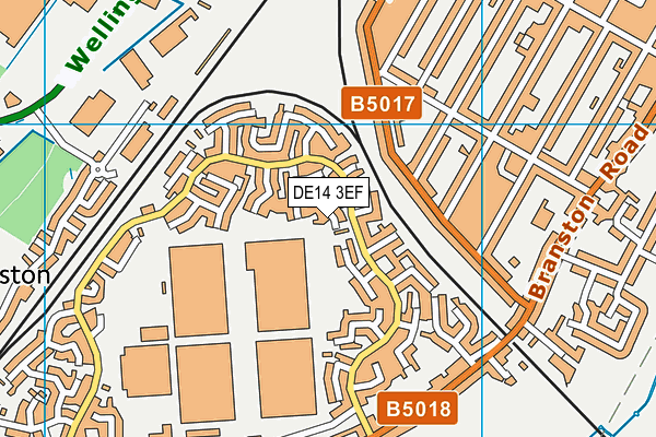 DE14 3EF map - OS VectorMap District (Ordnance Survey)