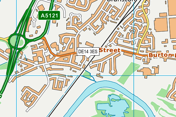 DE14 3ES map - OS VectorMap District (Ordnance Survey)