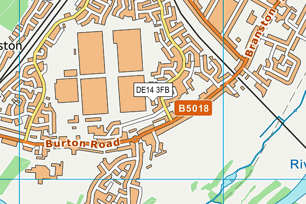 DE14 3FB map - OS VectorMap District (Ordnance Survey)