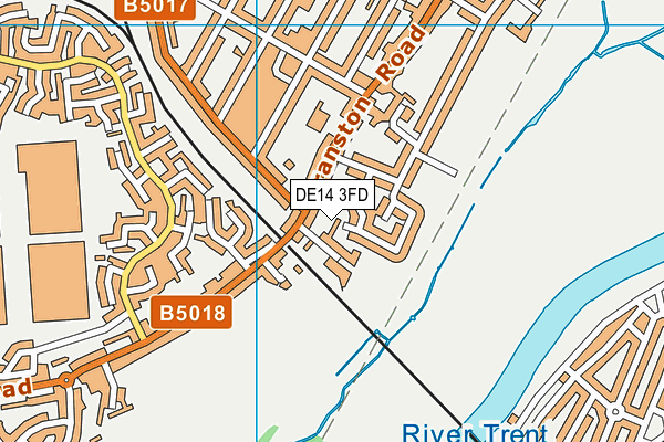 DE14 3FD map - OS VectorMap District (Ordnance Survey)